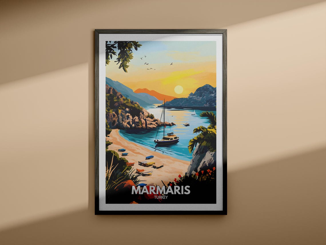 Marmaris Travel Print Turkey Marmaris Travel Poster Turkey Travel Poster Turkey Cityscape Wall Art Unique City Art Decor - Image 3