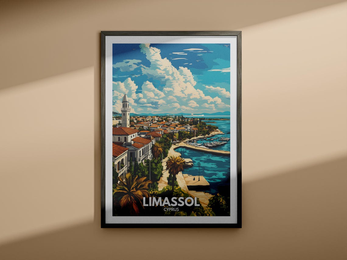 Limassol Art Print Cyprus Limassol Travel Poster Cyprus Travel Poster Cyprus Cityscape Wall Art Unique City Art Decor - Image 3
