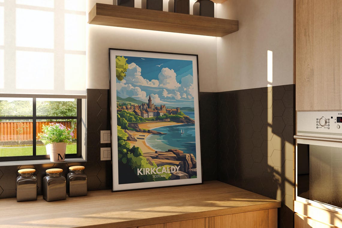 Kirkcaldy Travel Print Scotland Kirkcaldy Travel Poster Scotland Travel Poster United Kingdom Wall Art Scottish Art Decor - Image 2