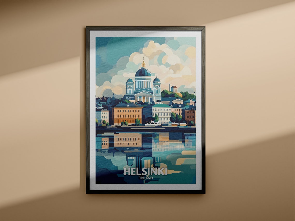 Helsinki Art Print Finland Helsinki Travel Poster Finland Travel Poster Finland Cityscape Wall Art Unique City Art Decor - Image 3