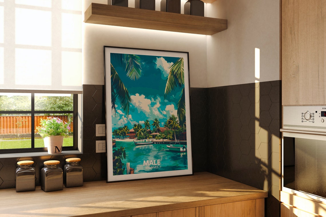 Male Print Maldives Male Travel Poster Maldives Travel Poster Maldives Cityscape Wall Art Unique City Decor - Image 2