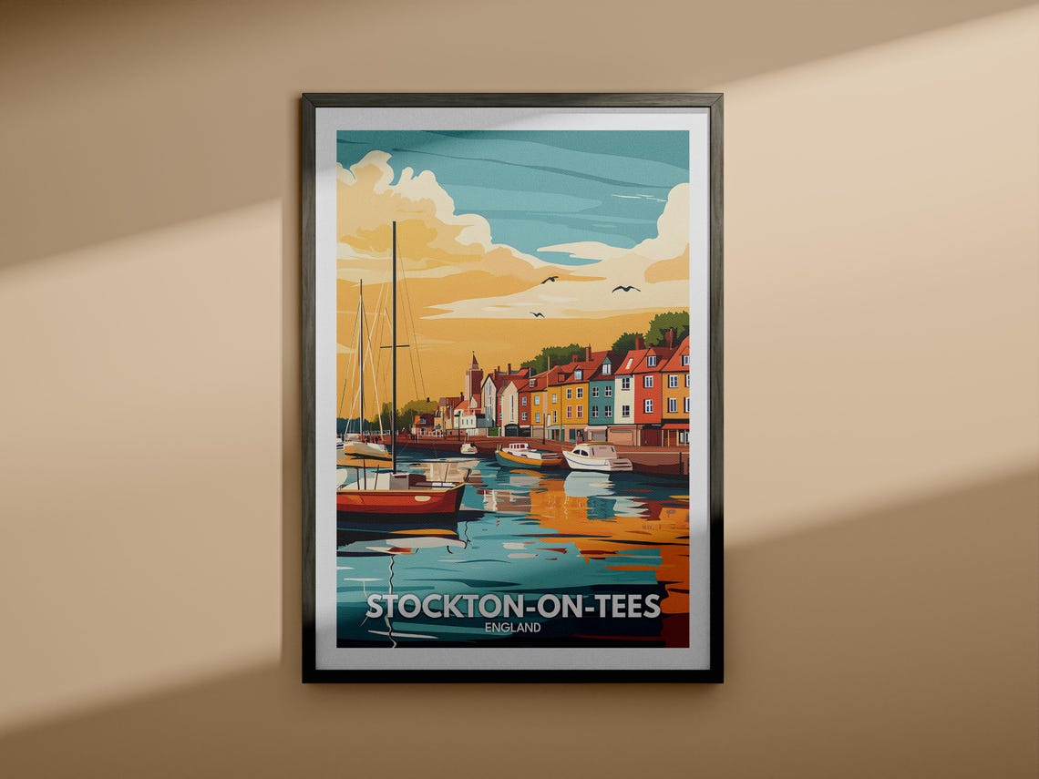 Stockton On Tees Travel Print England Stockton On Tees Travel Poster England Travel Poster United Kingdom Wall Art English Art Decor - Image 3