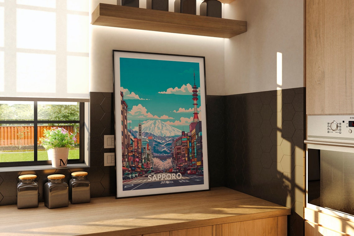 Sapporo Travel Print Japan Sapporo Travel Poster Japan Travel Poster Japan Cityscape Wall Art Unique City Decor - Image 2