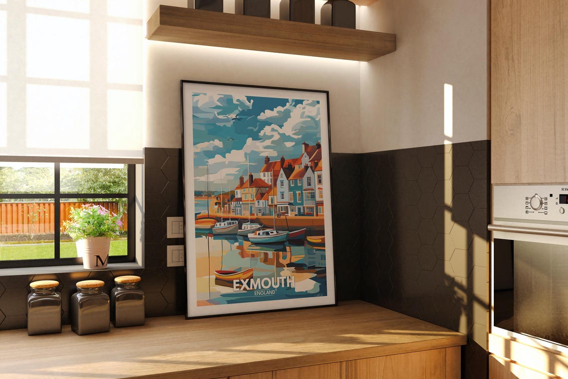 Exmouth Travel Print England Exmouth Travel Poster England Travel Poster United Kingdom Wall Art British Art Decor - Image 2