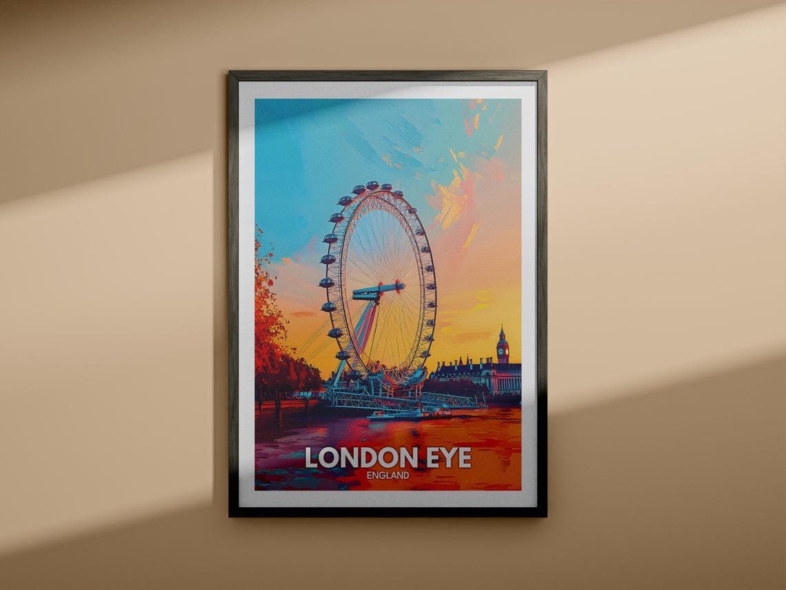 London Eye Print England London Eye Poster England Travel Art Poster United Kingdom Wall Art England Art Decor - Image 3