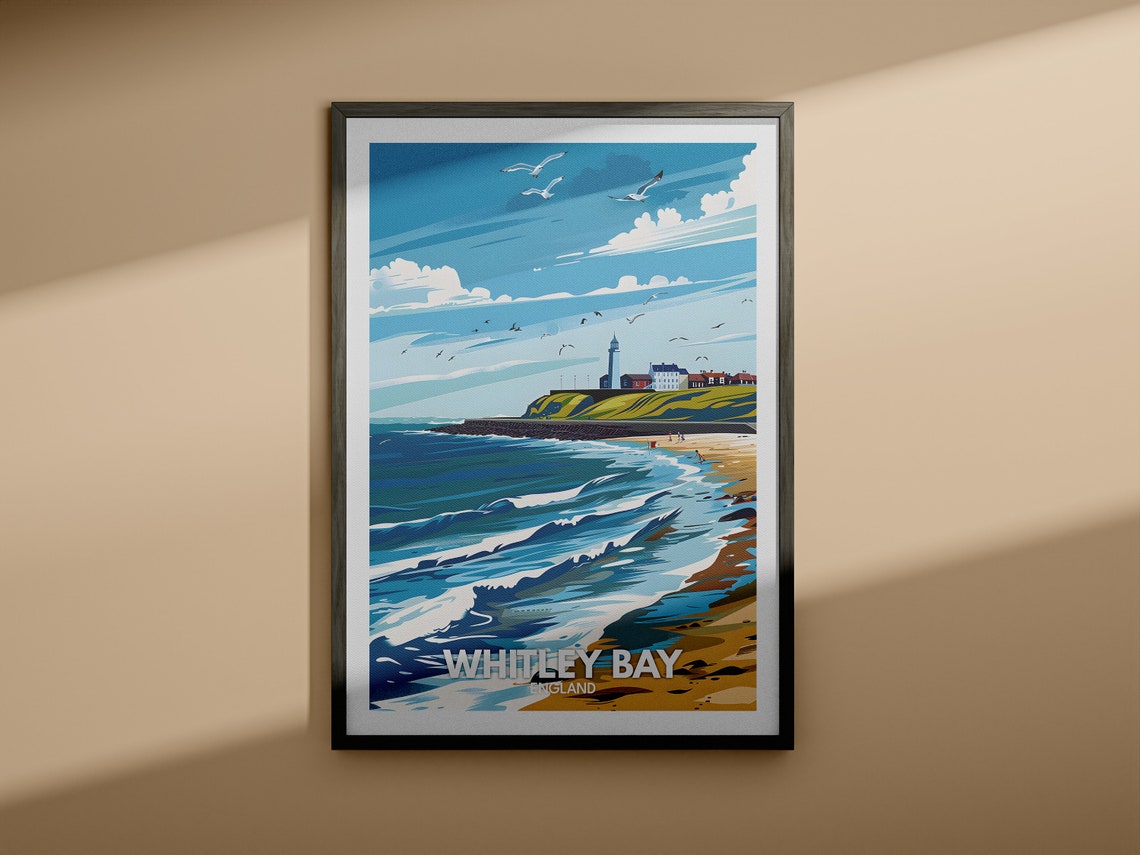 Whitley Bay Travel Print England Whitley Bay Travel Poster England Travel Poster United Kingdom Wall Art English Art Decor - Image 3