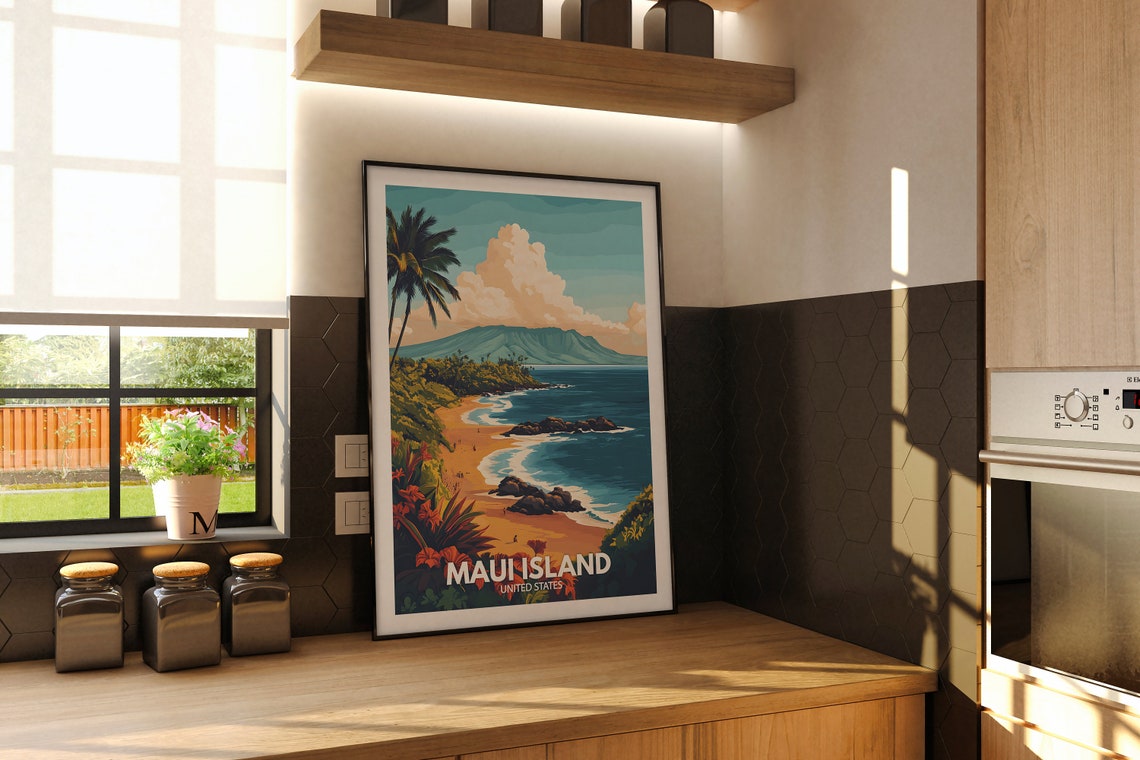 Maui Island Print United States Maui Island Poster United States Poster Natural Island Wall Art Seaside Art Decor - Image 2