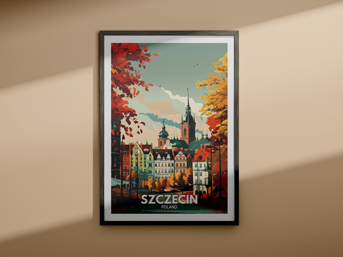 Szczecin Print Poland Szczecin Travel Poster Poland Travel Poster Poland Cityscape Wall Art Unique City Decor - Image 3