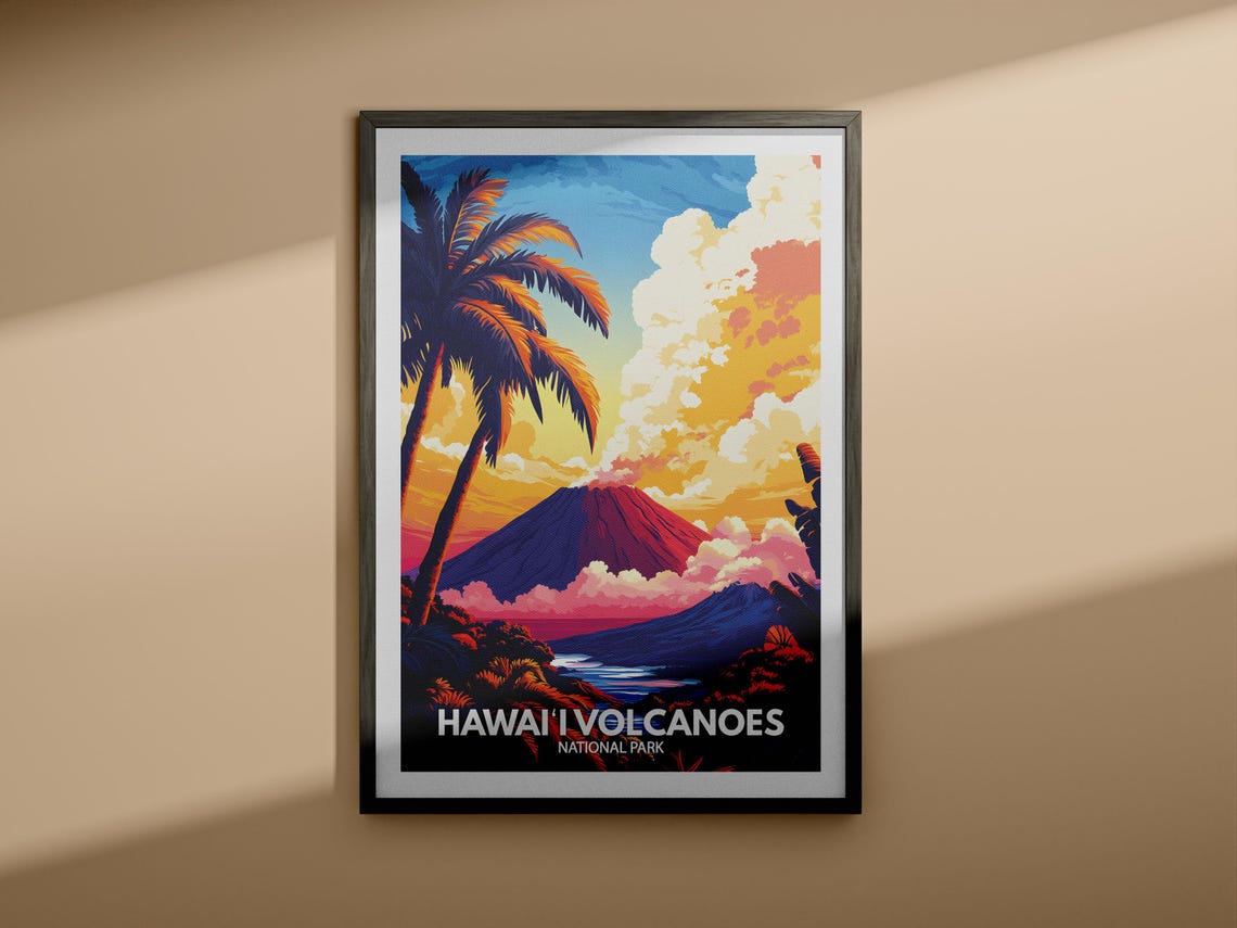 Hawaii Volcanoes National Park Print Hawaii Volcanoes Hawaii Volcanoes Travel Art Poster Hawaii Volcanoes Wall Art Decor - Image 3
