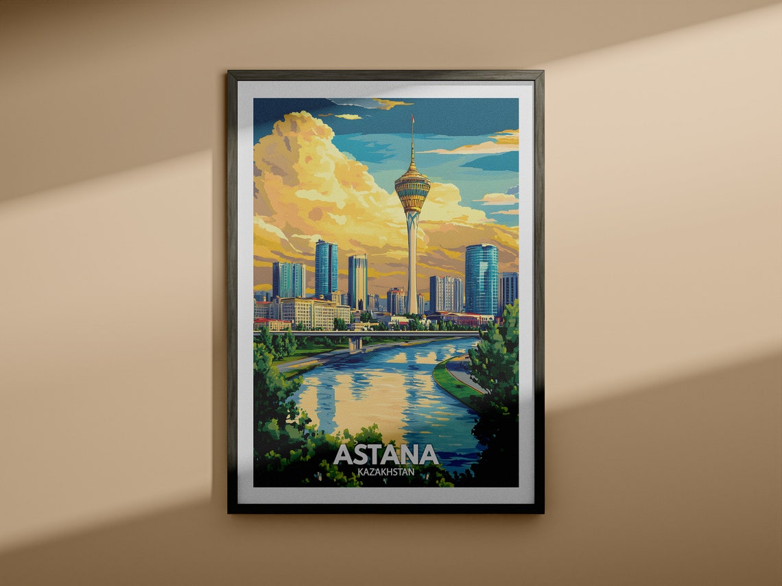 Astana Travel Print Kazakhstan Astana Travel Poster Kazakhstan Travel Poster Kazakhstan Cityscape Wall Art Unique City Art Decor - Image 3