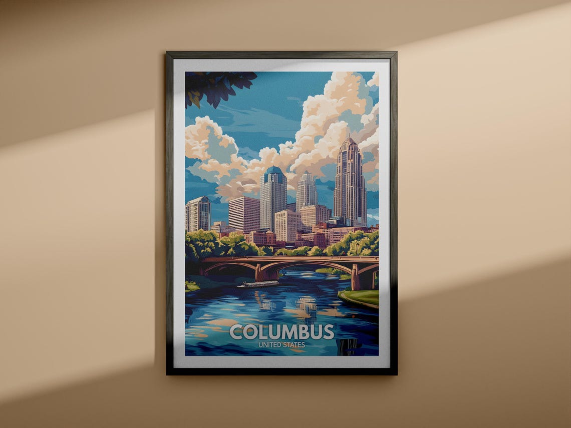 Columbus Travel Print United States Columbus Travel Poster United States Travel Poster United States Cityscape Wall Art City Decor - Image 3