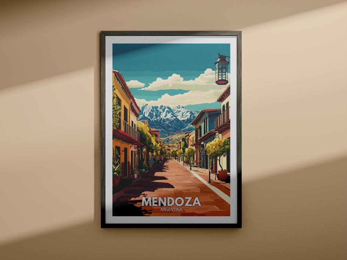 Mendoza Travel Print Argentina Mendoza Travel Poster Argentina Travel Poster Argentina Cityscape Wall Art Unique City Art Decor - Image 3