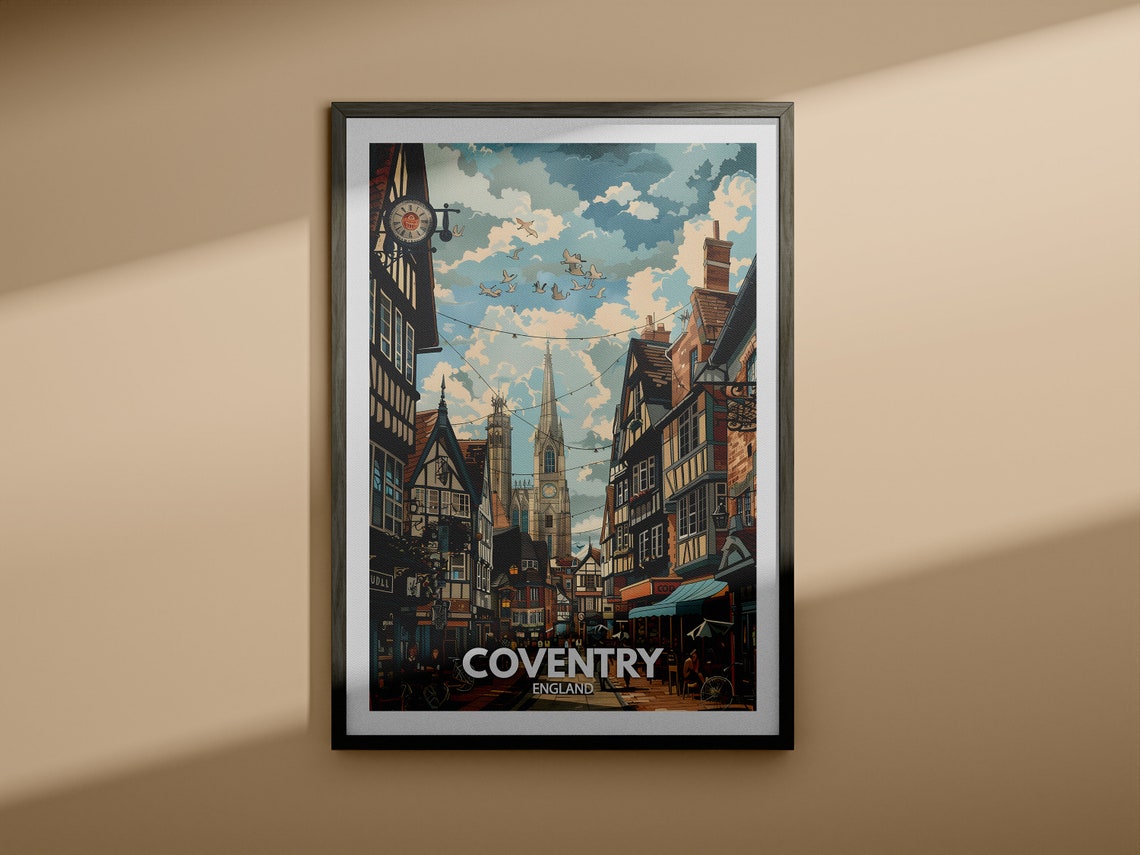 Coventry Travel Print England Coventry Art Poster England Travel Poster United Kingdom Wall Art English Art Decor - Image 3