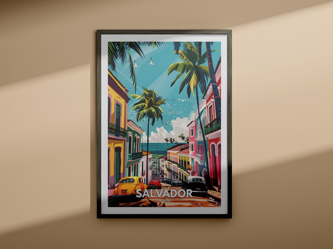 Salvador Travel Print Brazil Salvador Travel Poster Brazil Travel Poster Brazil Cityscape Wall Art Unique City Decor - Image 3