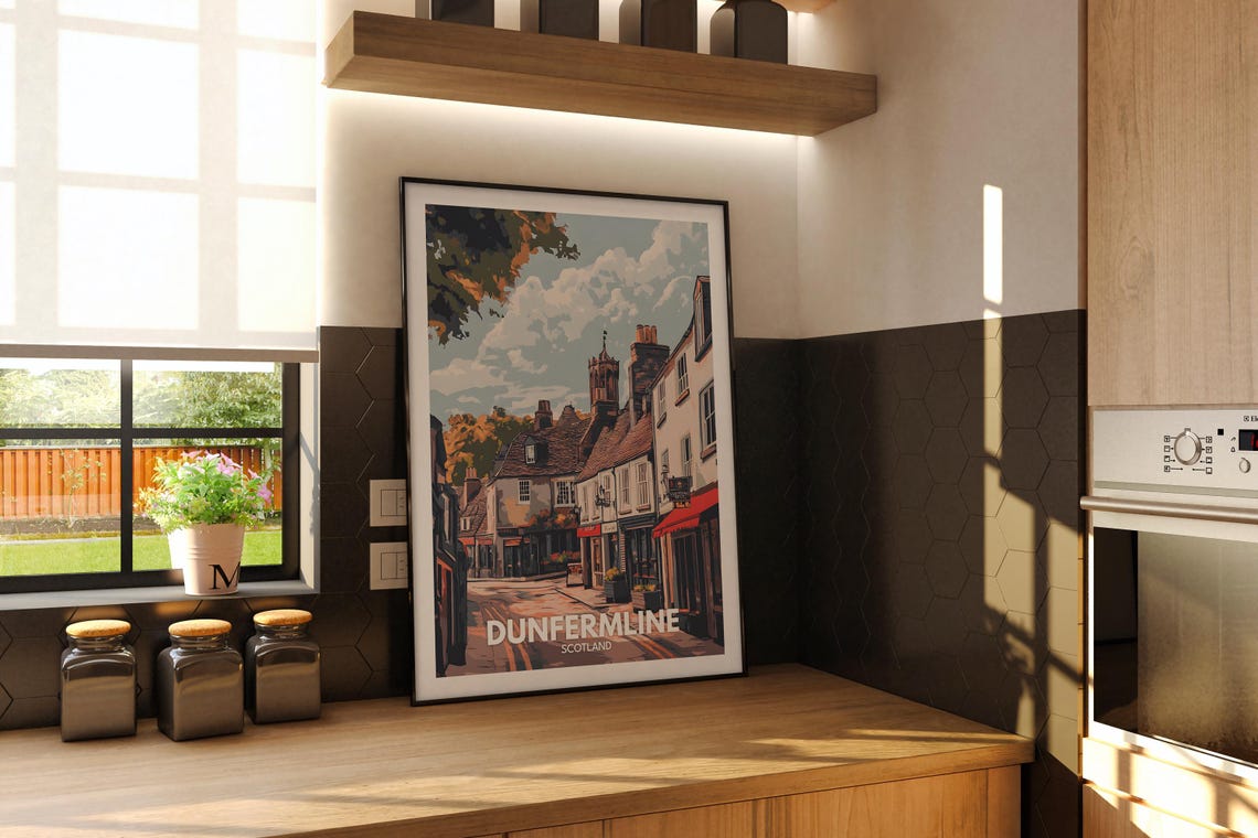 Dunfermline Travel Print Scotland Dunfermline Travel Poster Scotland Travel Poster United Kingdom Wall Art Scottish Art Decor - Image 2