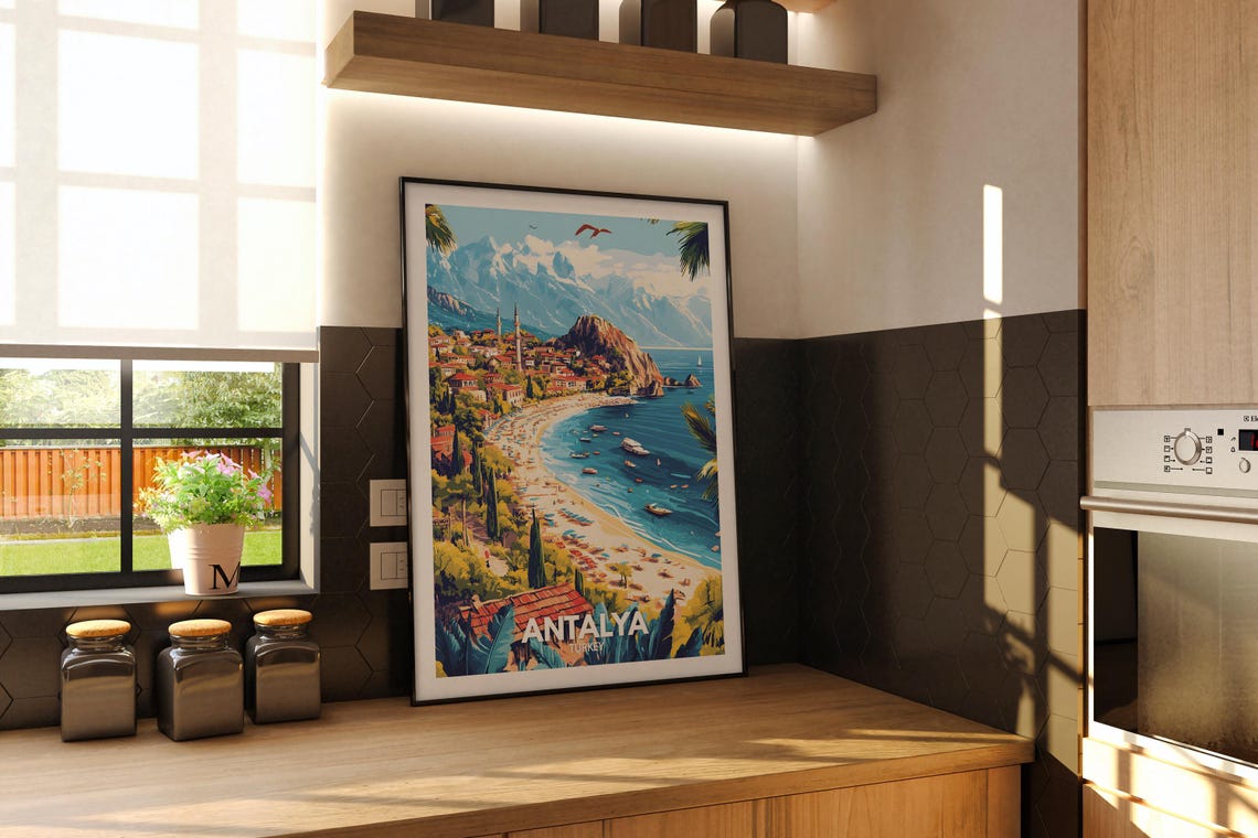 Antalya Travel Print Turkey Antalya Travel Poster Turkey Travel Poster Turkey Cityscape Wall Art Unique City Art Decor - Image 2