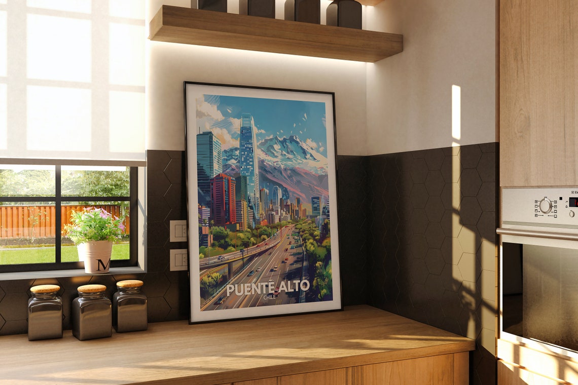 Puente Alto Print Chile Puente Alto Travel Poster Chile Travel Poster Chile Cityscape Wall Art Unique City Decor - Image 2