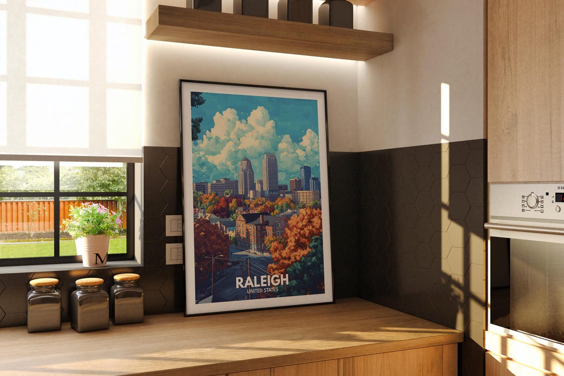 Raleigh Travel Print United States Raleigh Travel Poster United States Travel Poster United States Cityscape Wall Art City Art Decor - Image 2
