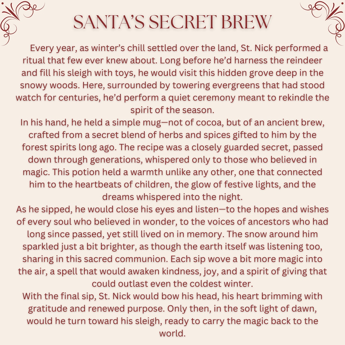 Santa Having Coffee Snow Covered Forest Wall Art Print - Image 4