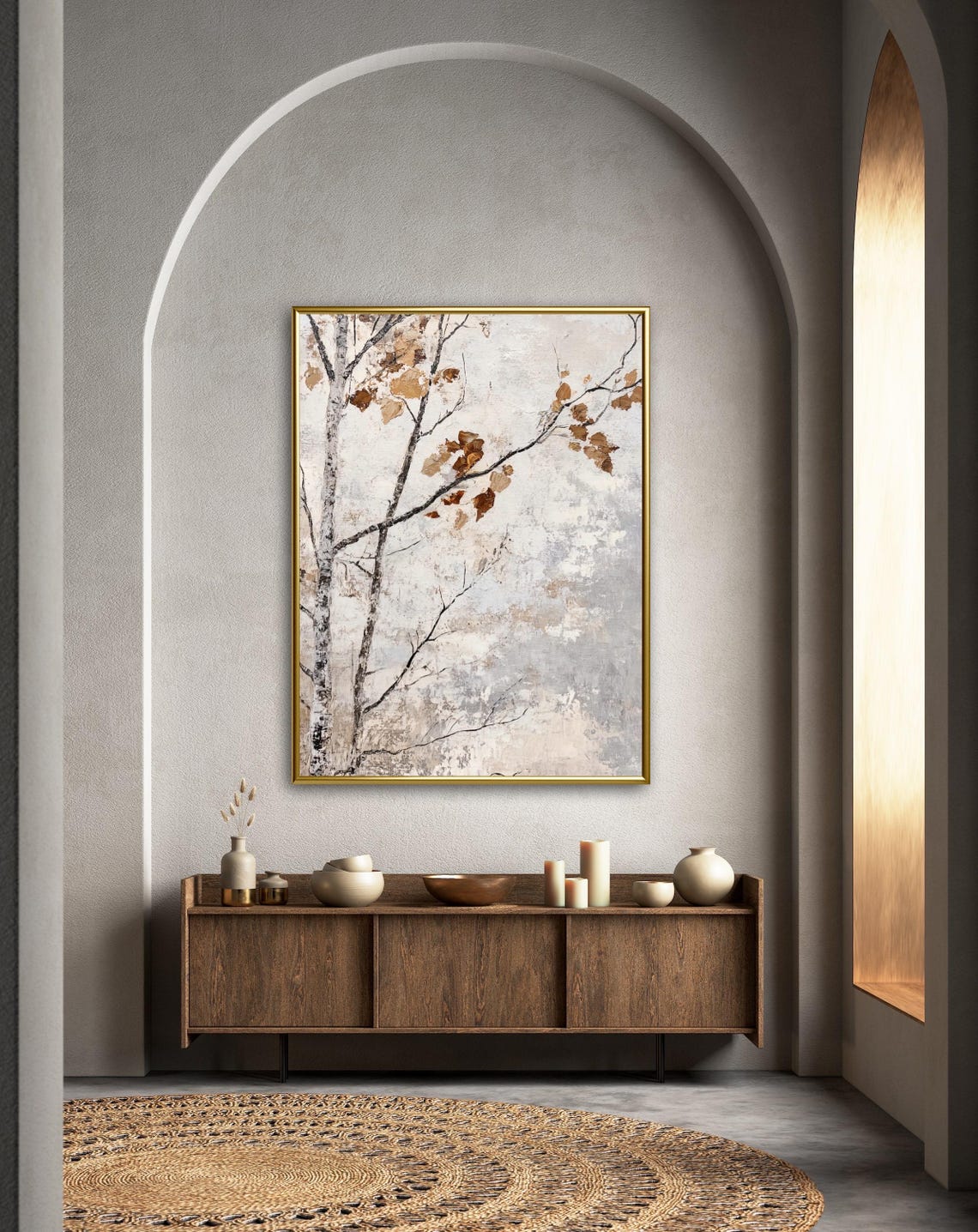 Autumn Tales Birch Branch Rust Leaves Neutral Decor Art Poster - Image 4