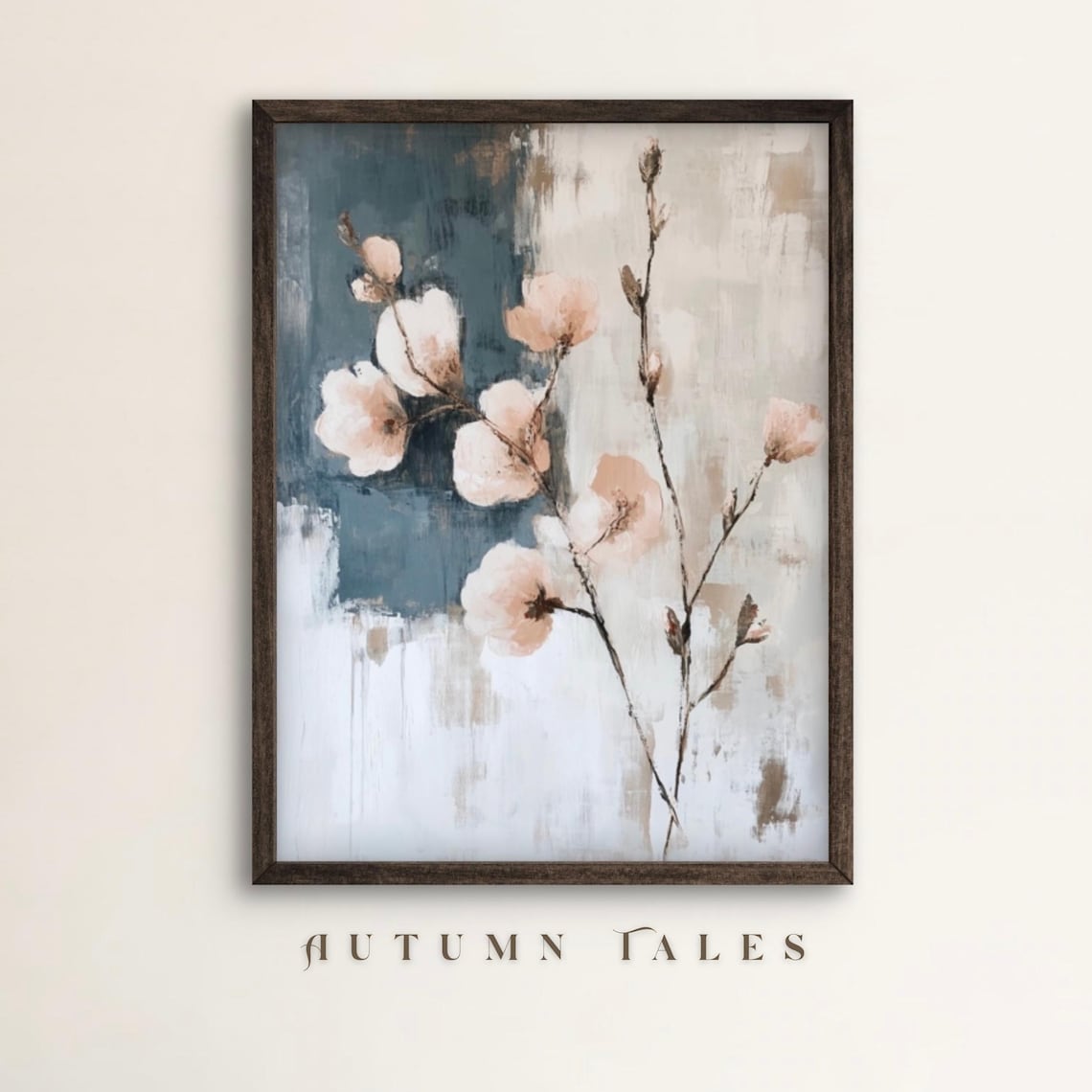 Cotton Branch Abstract Wabi Sabi Minimalist Floral Art Poster