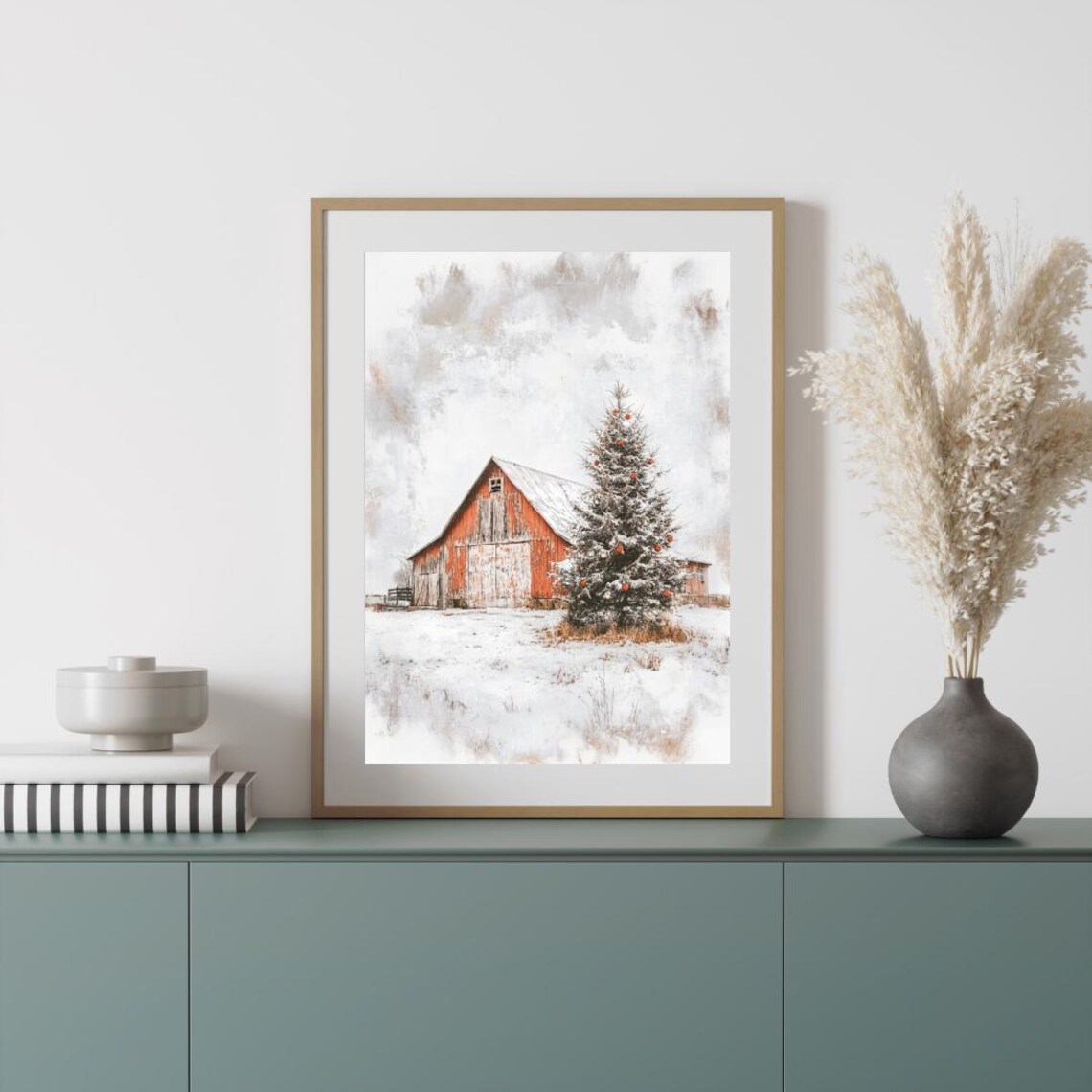 Vintage Barn in Winter Rustic Cottagecore Art Print - Image 4