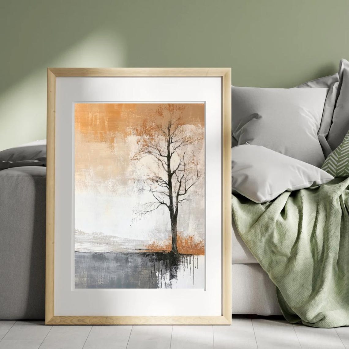 Autumn Tales Solitary Tree Still Water Moody Fall Art Poster - Image 4