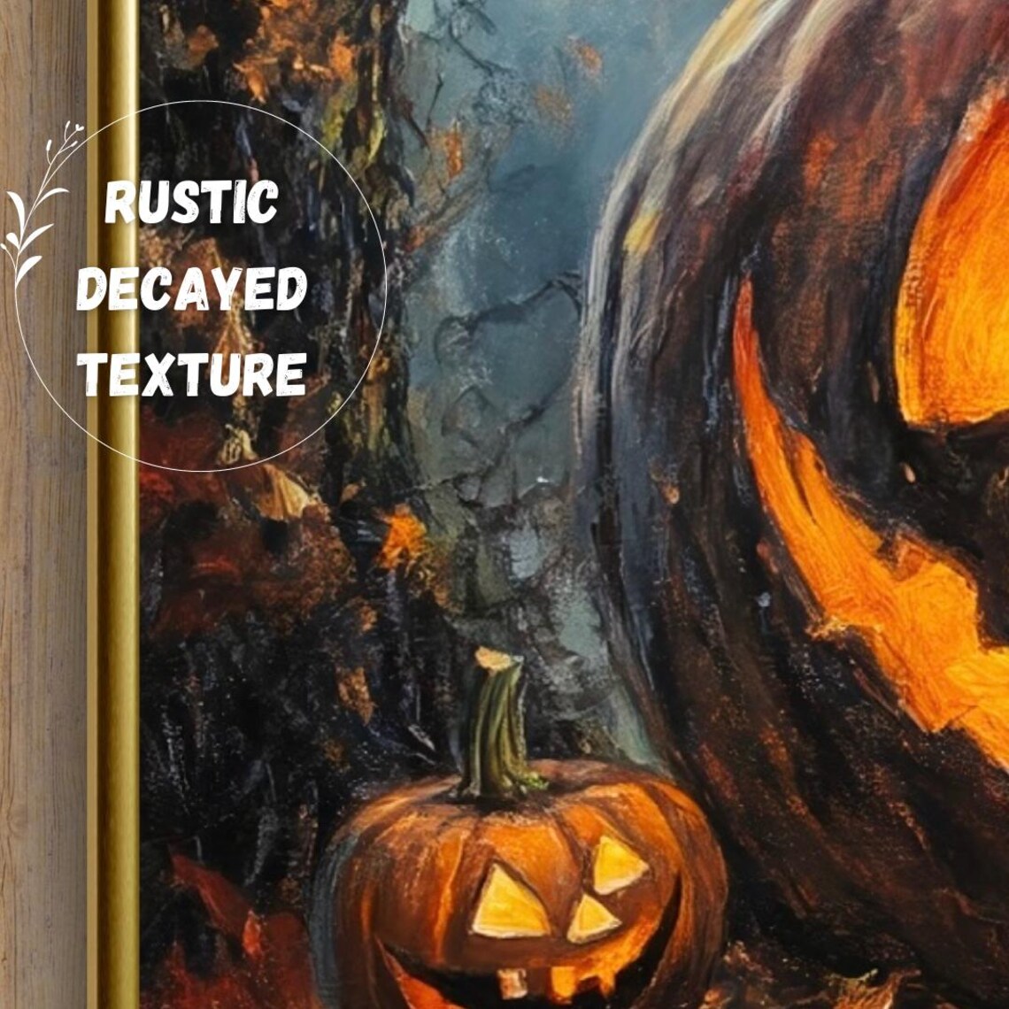 Giant Glowing Jack O Lantern Under Twisted Autumn Tree Spooky Halloween Poster - Image 2
