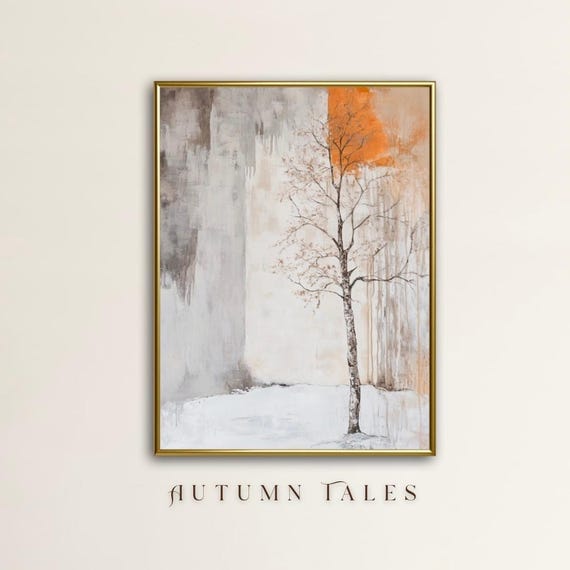 Modern Fall Art Wall Art Drink Abstract Autumn Winter Landscape Moody Minimalist Modern Home Decor Wabi Sabi Nature