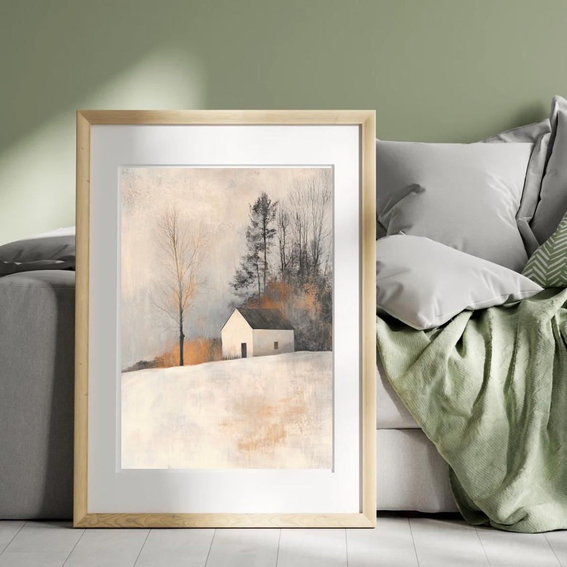 Autumn Tales White Cottage Misty Meadow Tranquil Fall Art Poster - Image 4