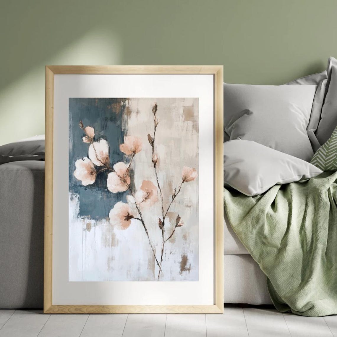 Cotton Branch Abstract Wabi Sabi Minimalist Floral Art Poster - Image 3
