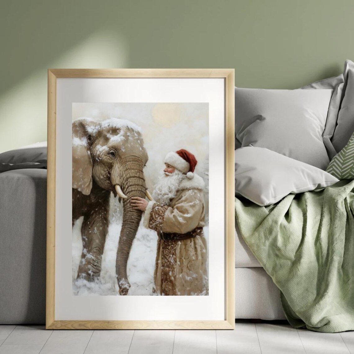 Santa And Elephant Reunion Christmas Poster, Holiday Decor - Image 4