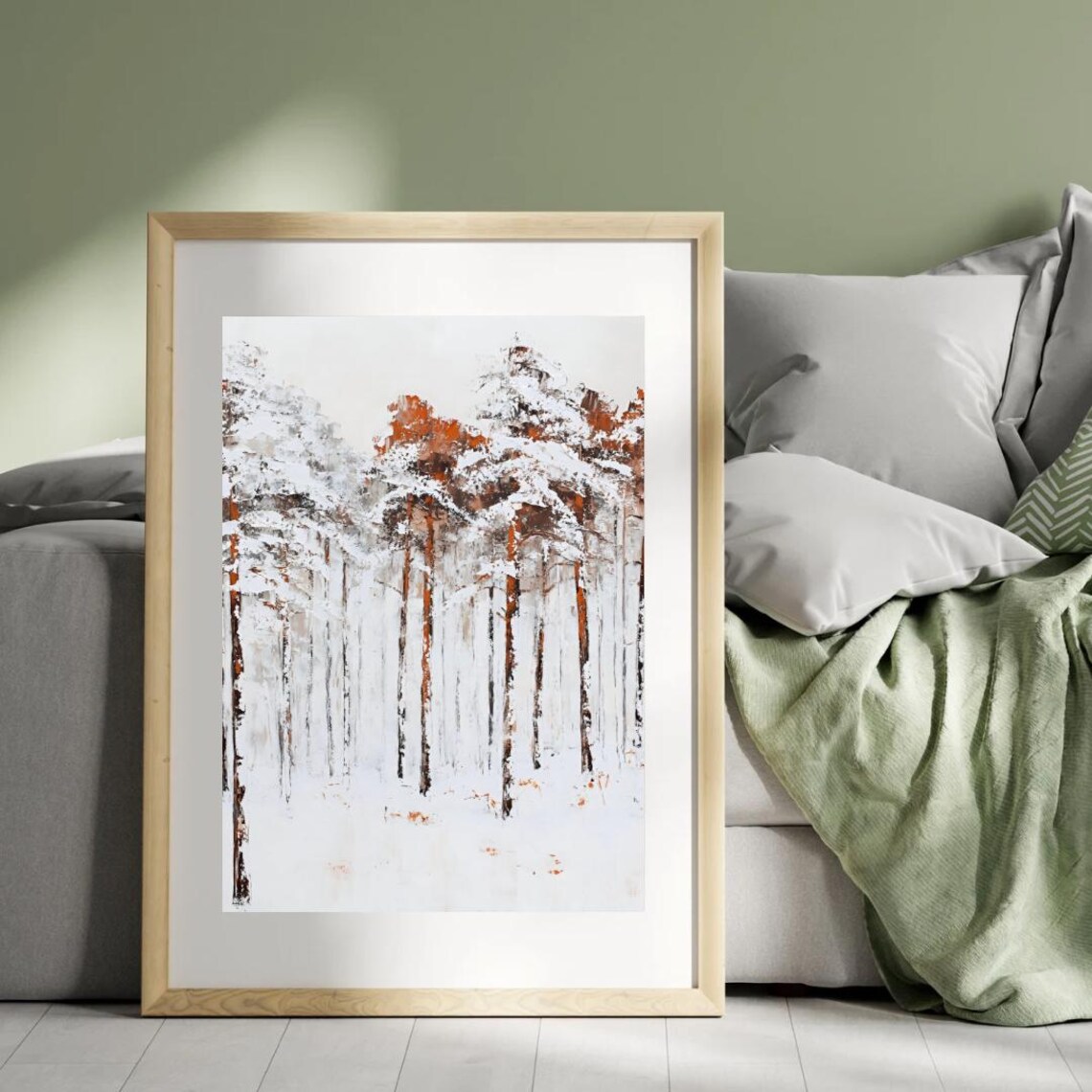 White Winter Landscape Wall Art Print Snow Covred Trees Minimalist Abstract Christmas Home Decor Moody Rustic Fall Landscape - Image 6