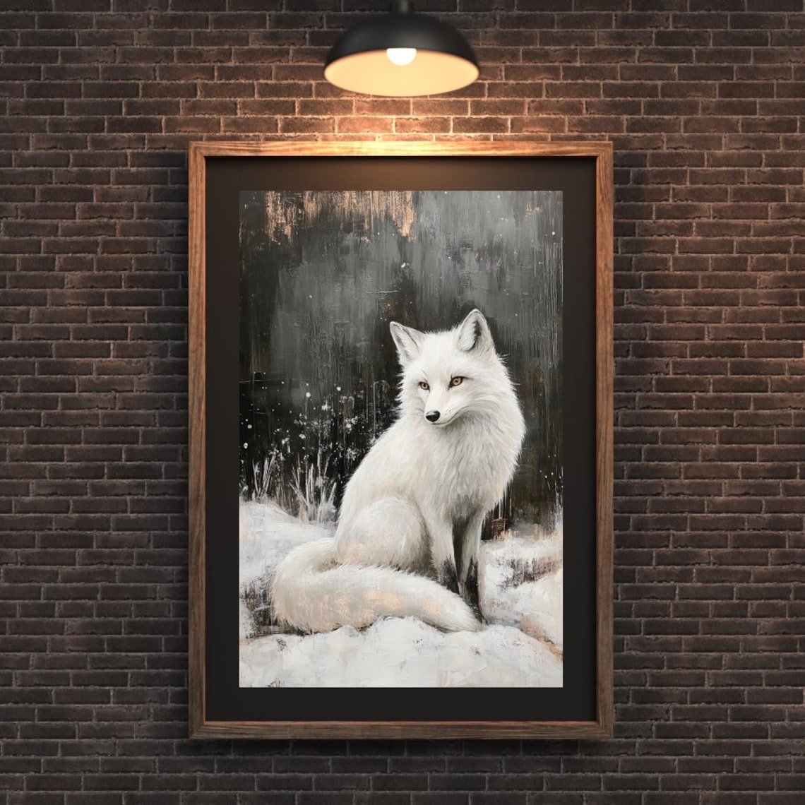 White Fox Winter Forest Minimalist Art Print - Image 5