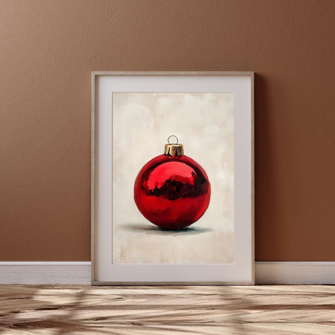 Red Christmas Ornament Minimalist Holiday Art Print - Image 5