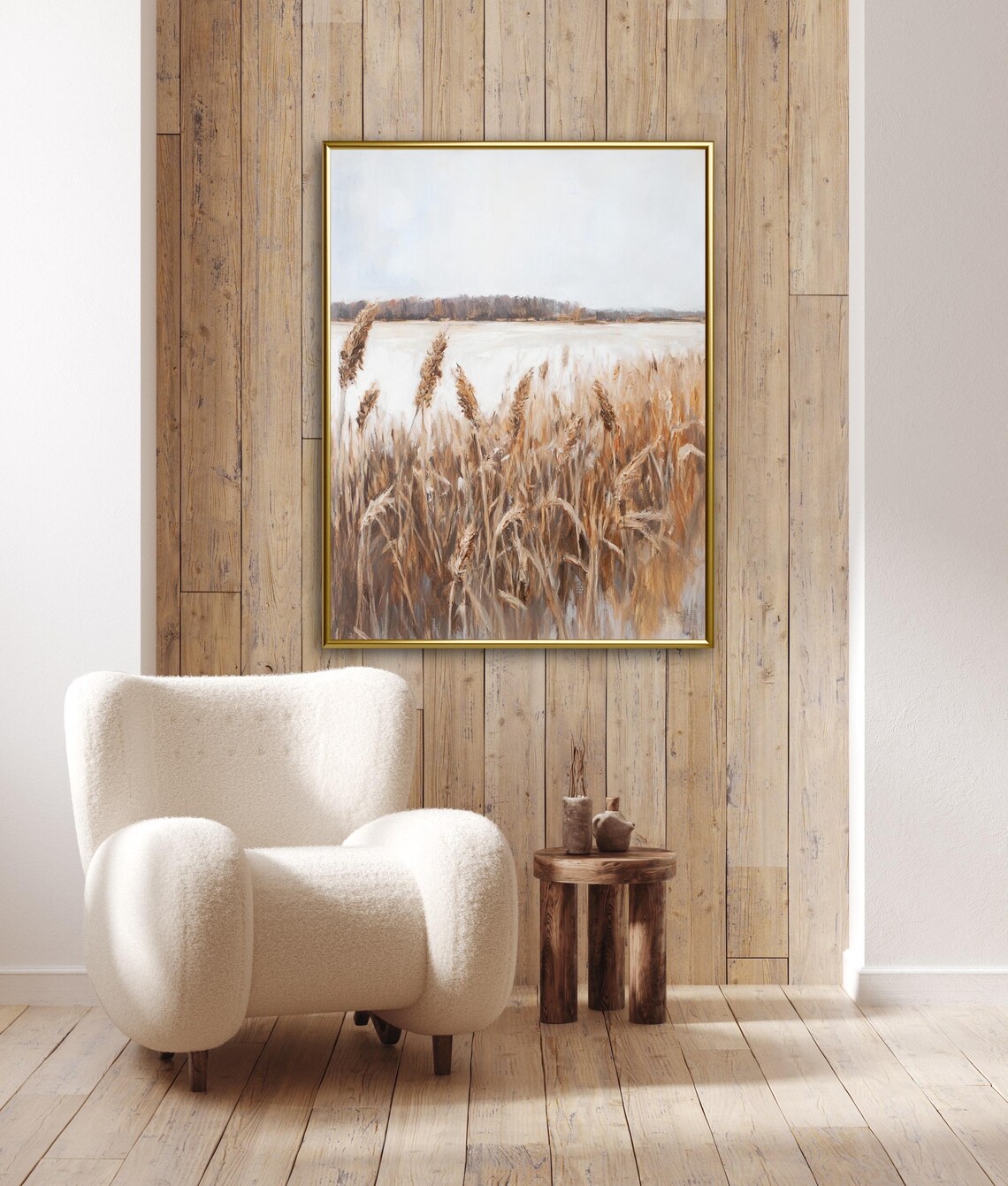 Autumn Tales Golden Wheat Field Lake Fall Landscape Art Poster - Image 2
