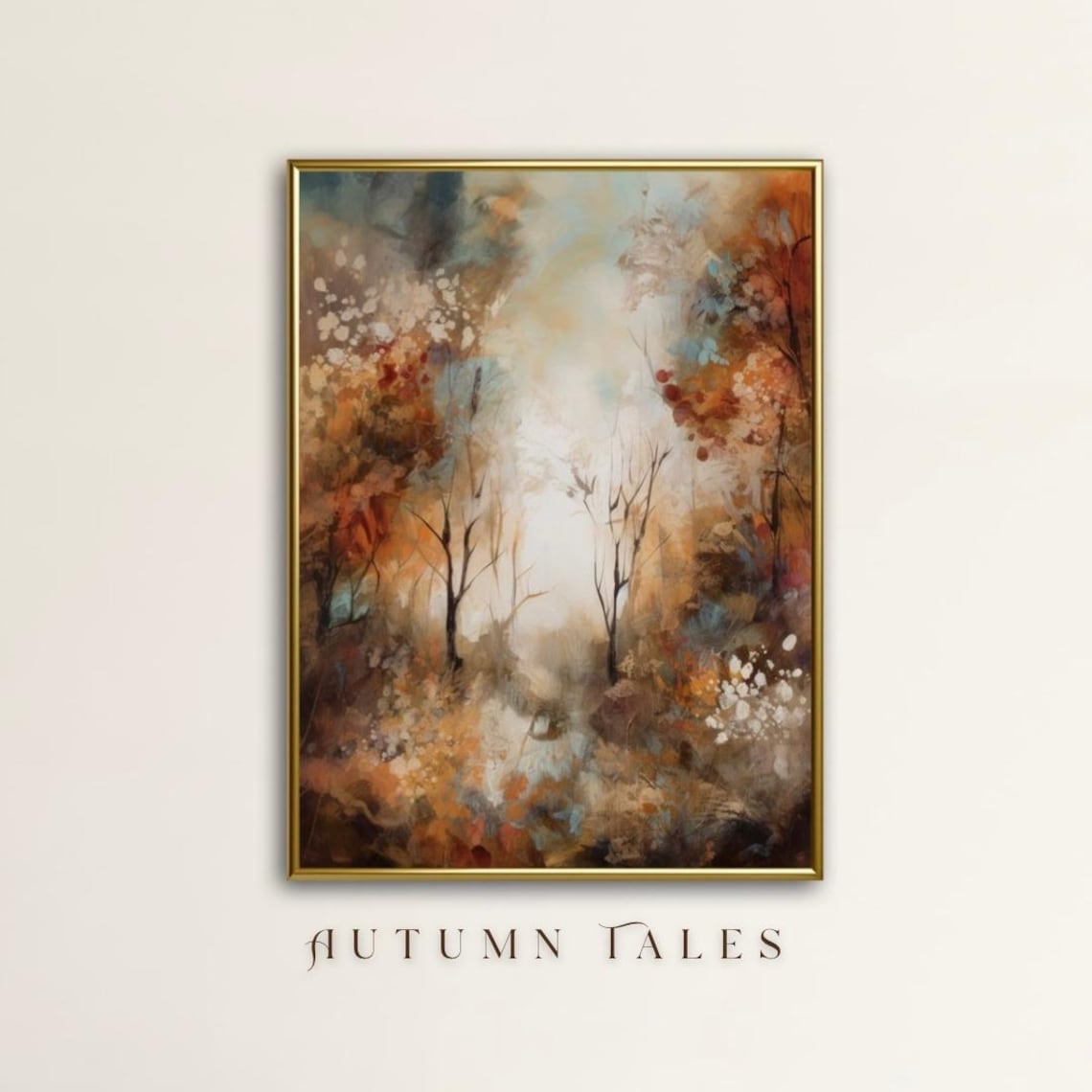 Vibrant Colorful Abstract Autumn Forest Watercolor Art Print