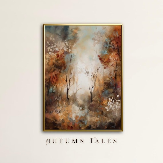 Vibrant Colorful Abstract Autumn Forest Watercolor Art Print