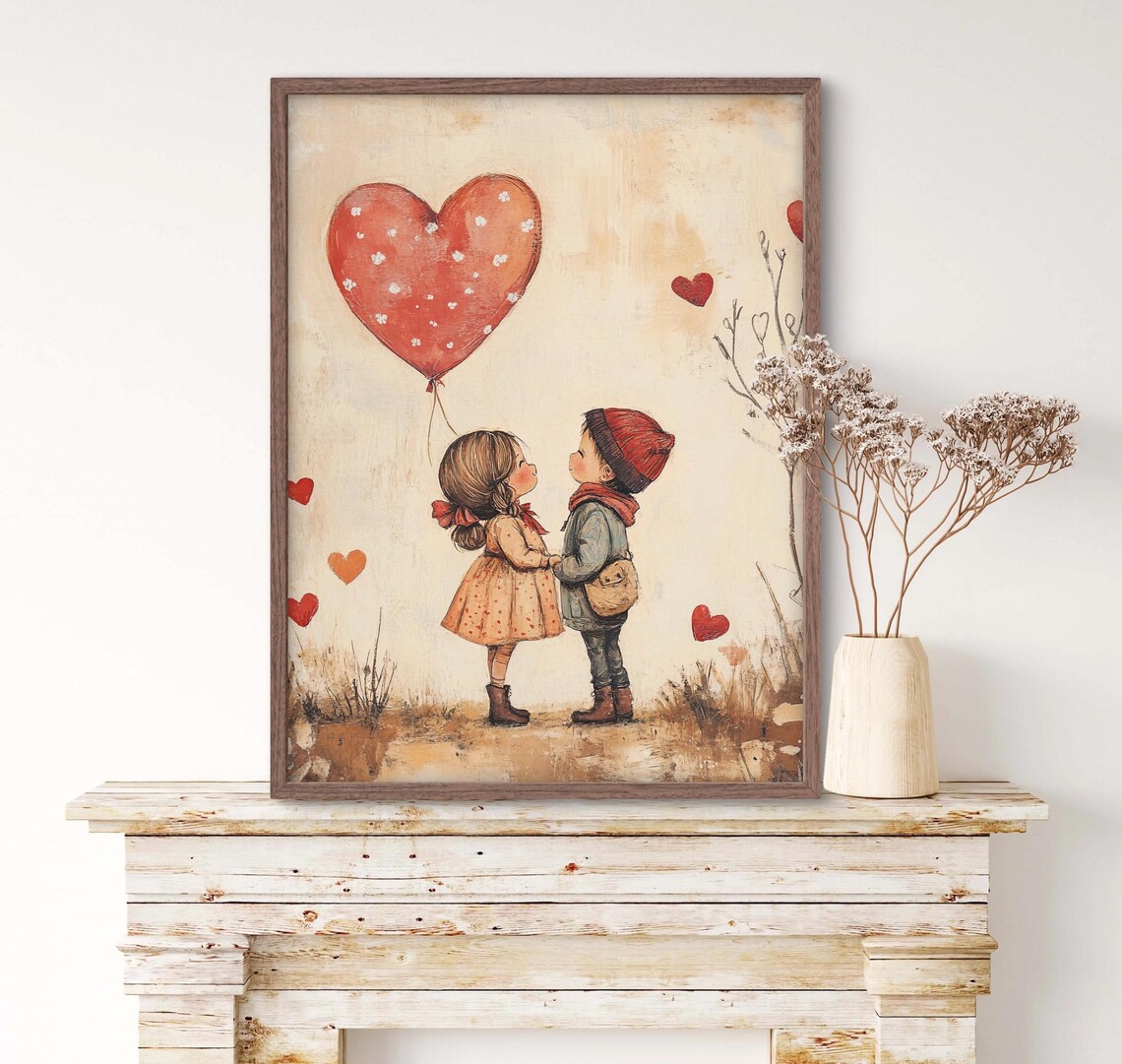 Valentine's Day Little Boy And Girl Art Print - Image 4
