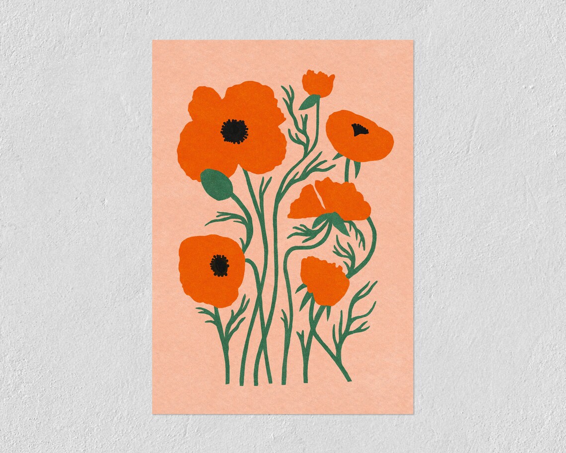 Poppies Botanical Flower Art Print, Illustrated Bouquet - Image 2
