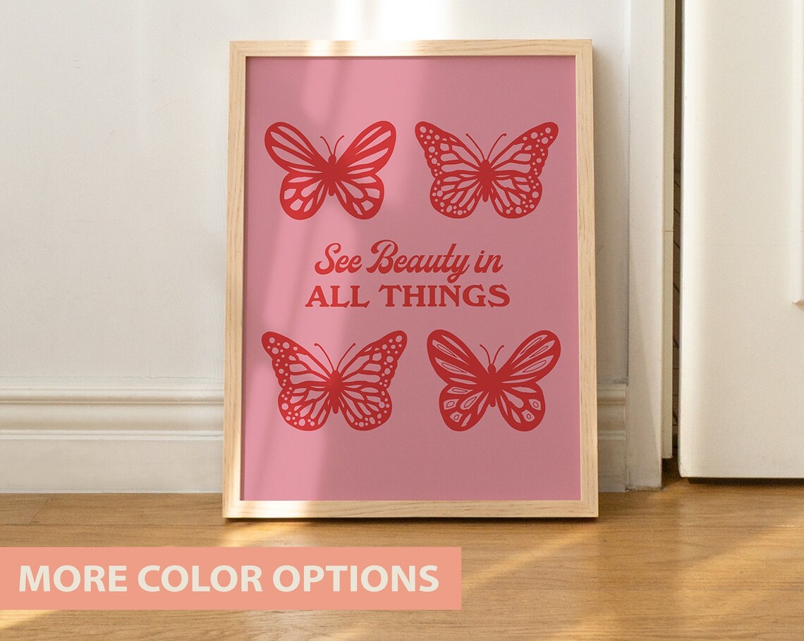 Retro Butterfly Art Print, Cute Butterfly Decor