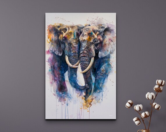 Watercolor Elephants Wall Art Print