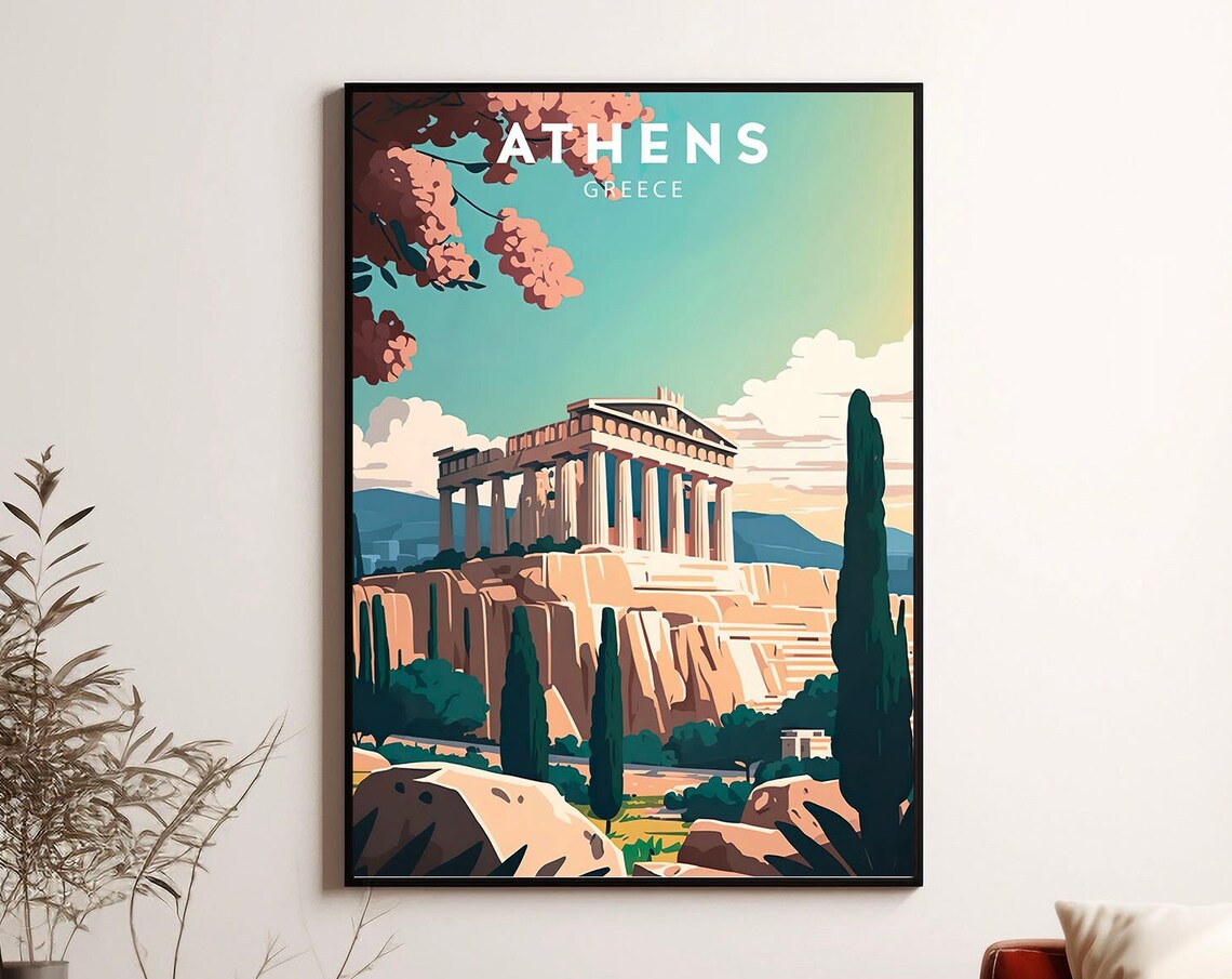 Athens Minimalist Travel Poster, Europe Art Print - Image 3