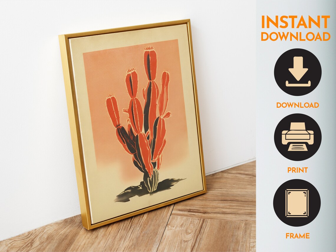 Vintage Cactus Poster, Retro Minimalist Botanical Art - Image 6