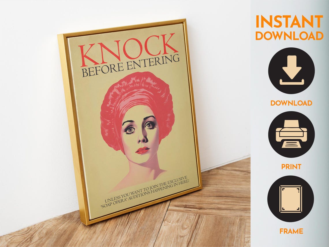 Knock Before Entering Soap Opera Auditions Funny Bathroom Poster - Image 6