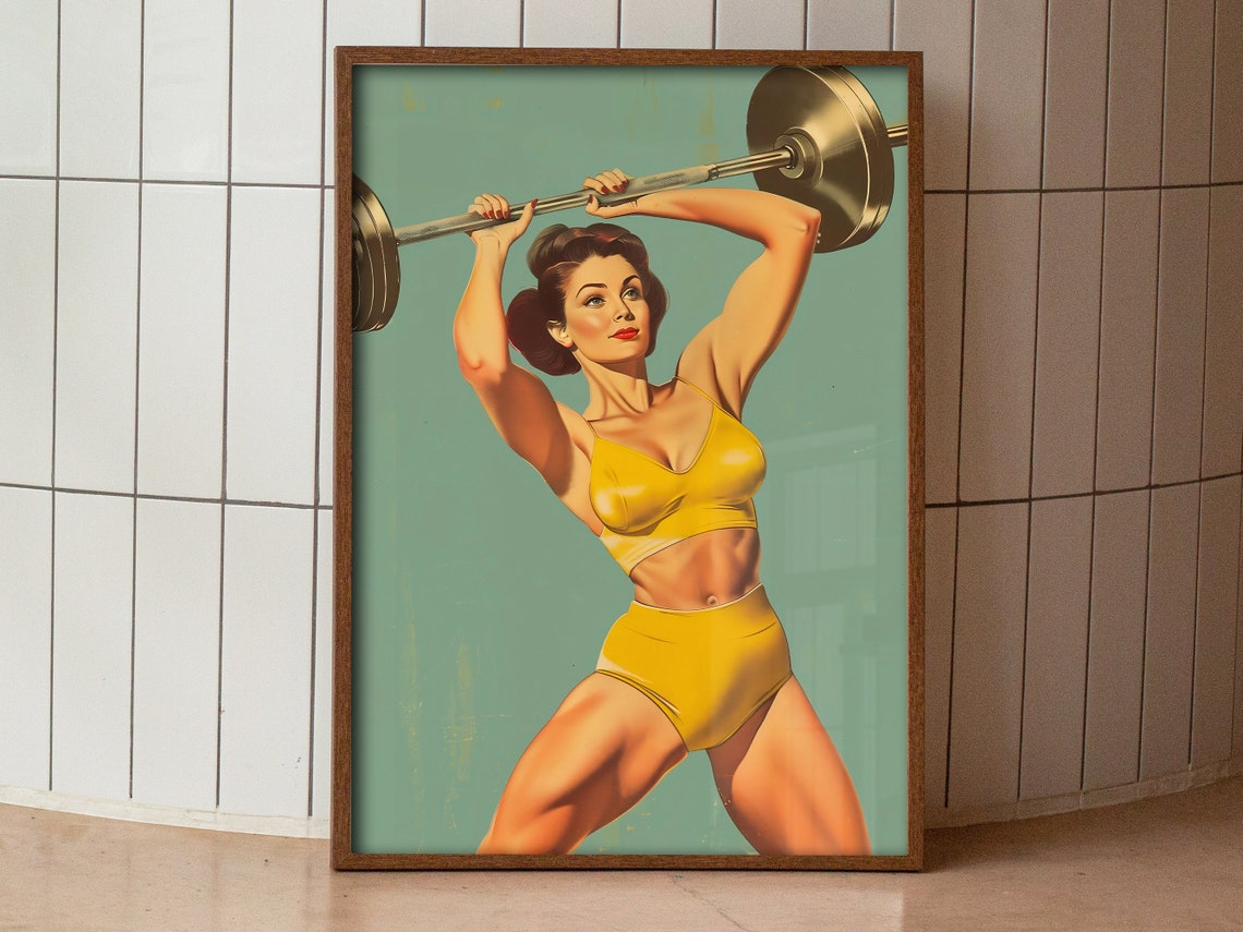 Retro Gym Poster Print Vintage Gym Wall Art Fitness Poster Weightlifting Art Poster Heavy Lifting Art Bodybuilding Print Gym Print - Image 3