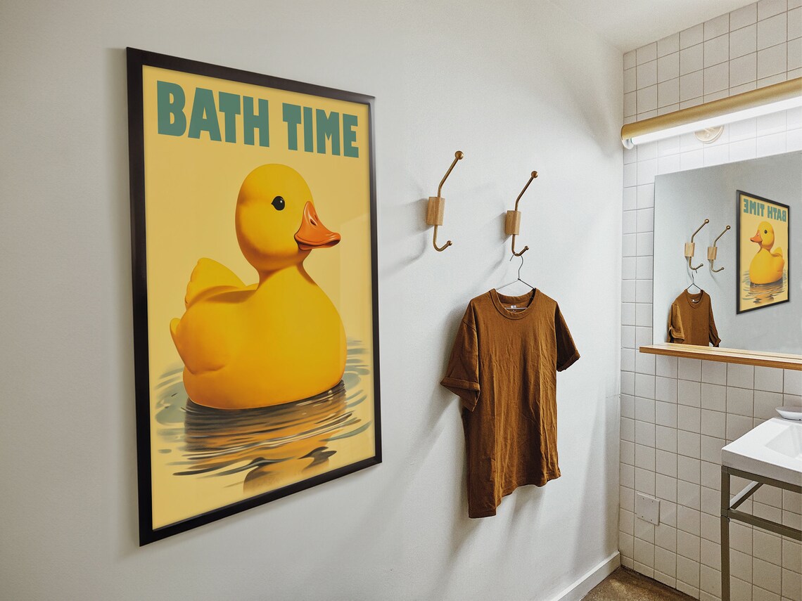 Cute Duck Bath Time, Funny Bathroom Art Print - Image 4