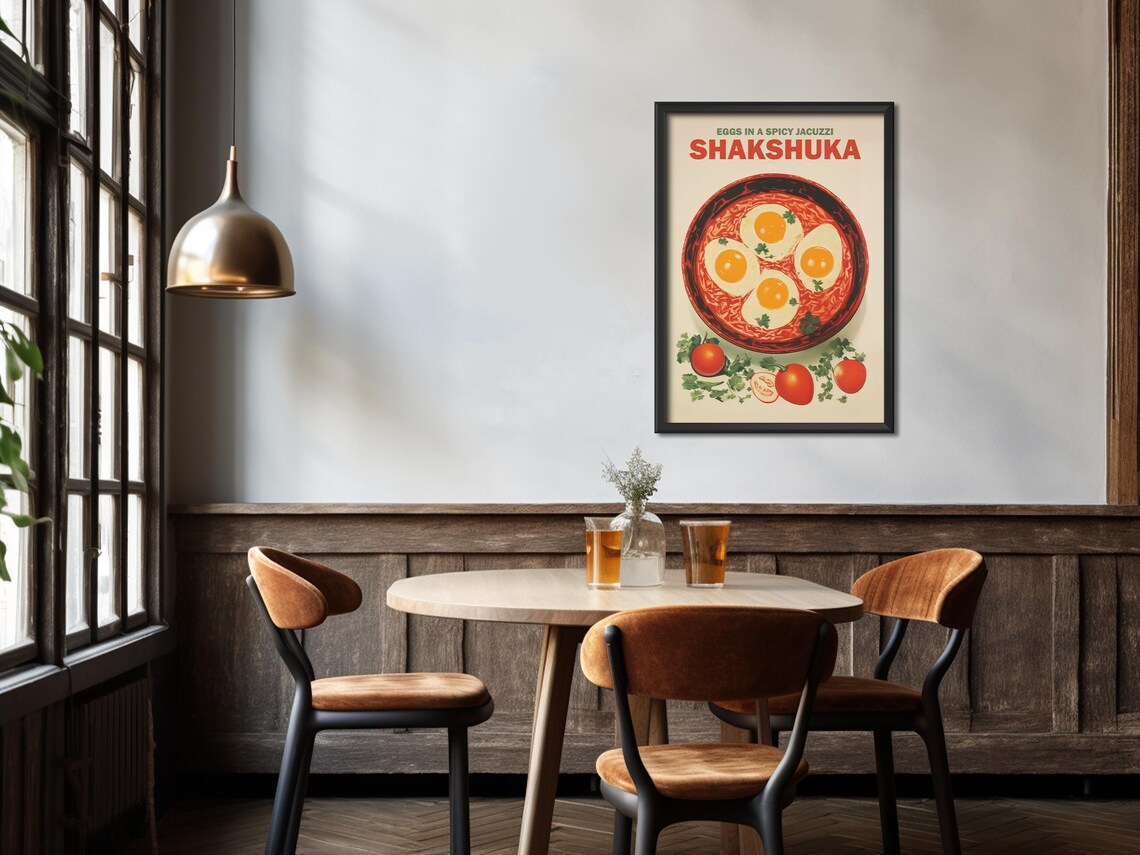 Shakshuka Retro Food Art Kitchen Wall Art Print - Image 4