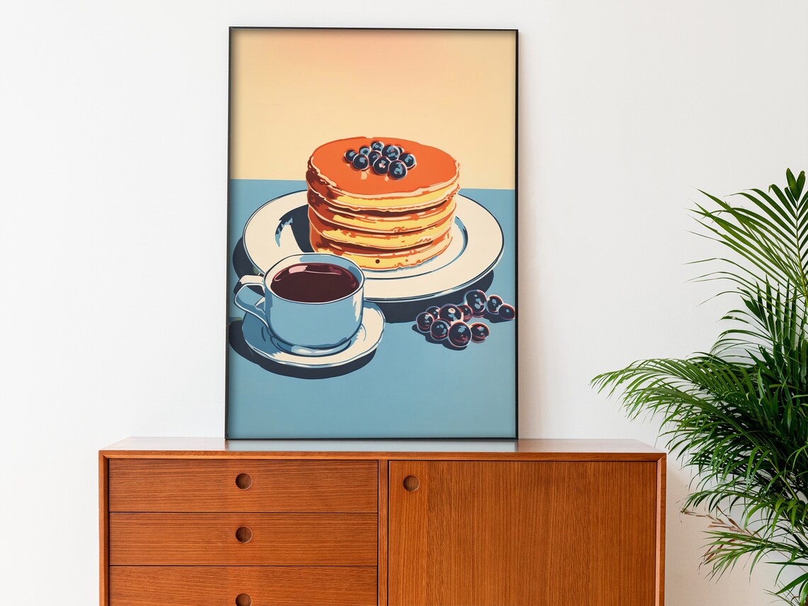 Pancakes Retro Breakfast Art Print, Dining Room Decor - Image 3