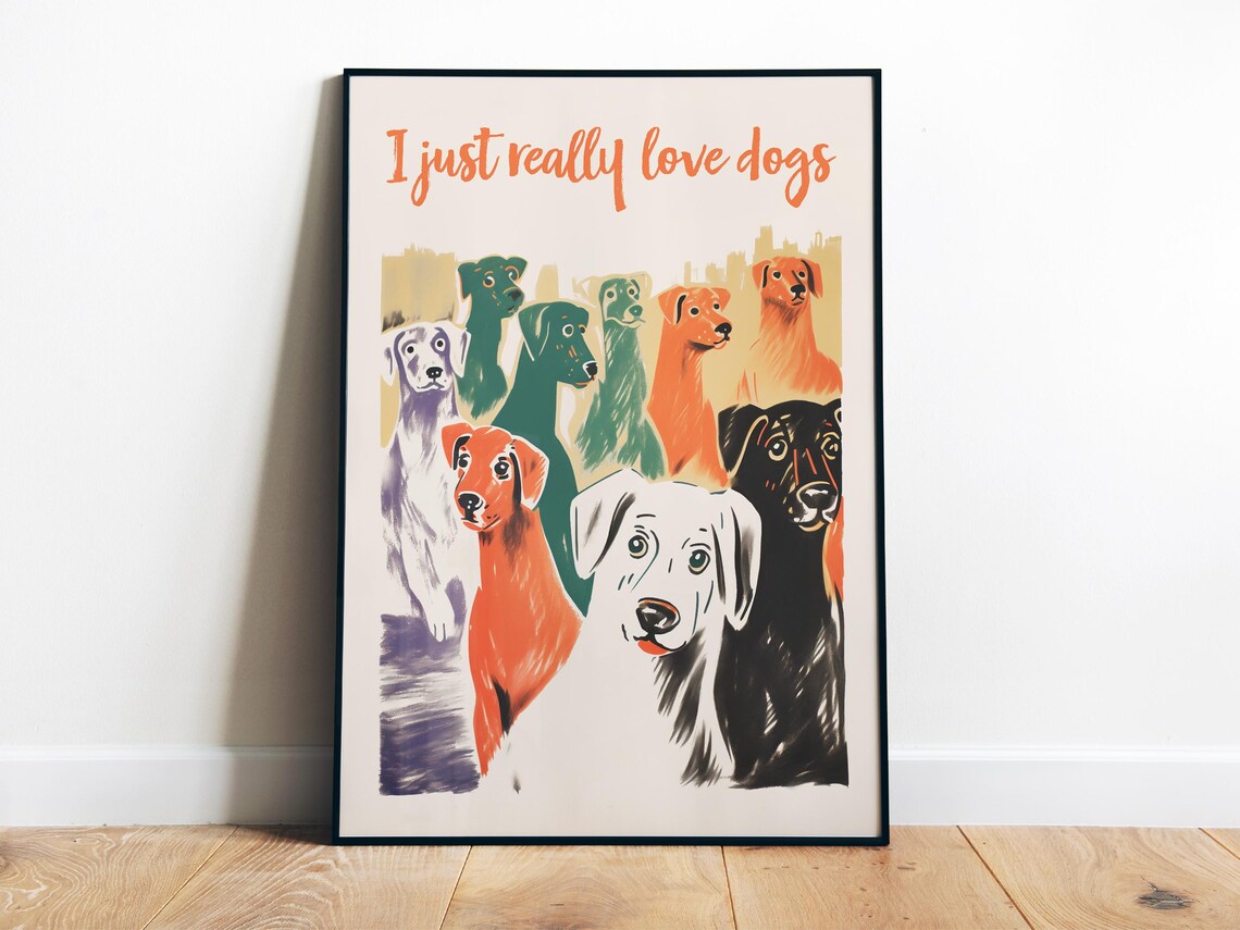 I Just Really Love Dogs Colorful Puppy Pack Dog Lover Poster